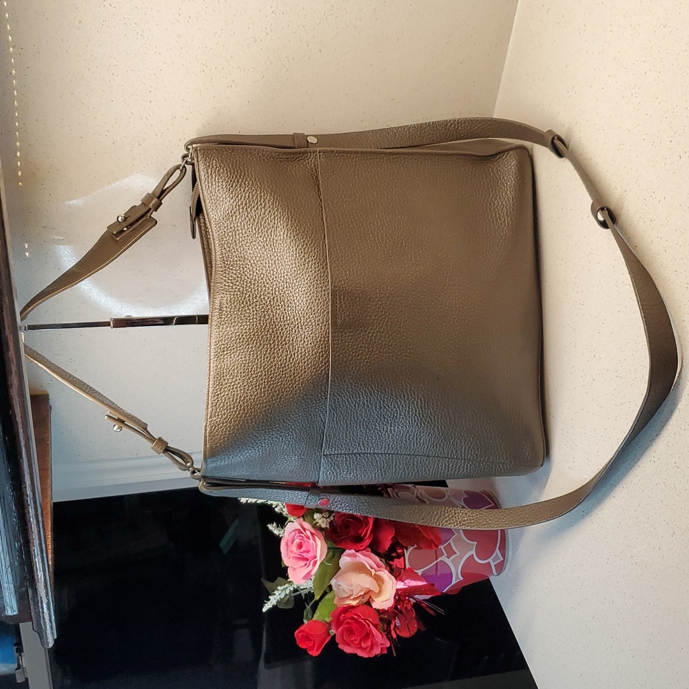 ALL SAINTS calfskin pebbled leather crossbody bag